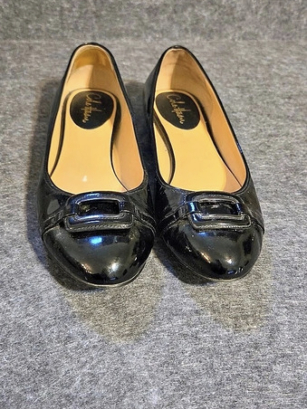 Cole Haan Black Patent Ballet Flats With Buckle Detail - Picture 2 of 10